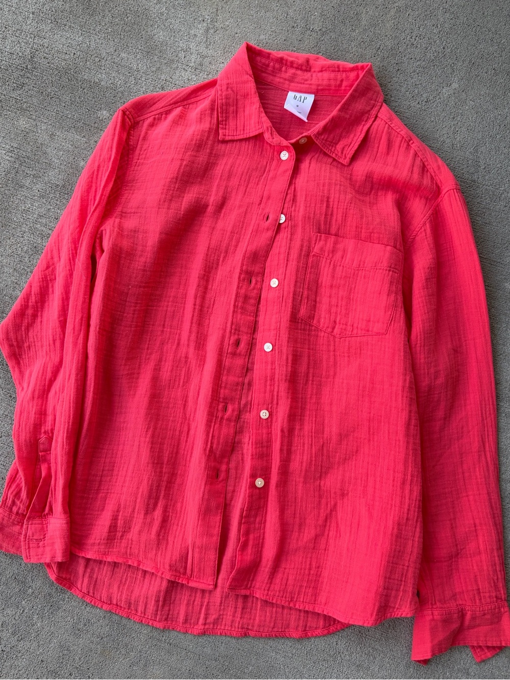 Gap the big shirt gauze watermelon long sleeve button down top shirt